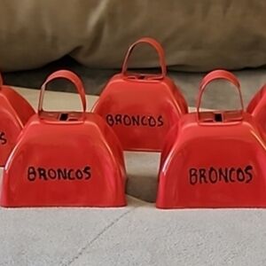 NFL Denver "BRONCOS" Lot of 5- Red 3 in. New Team Spirit Cowbells HANDMADE